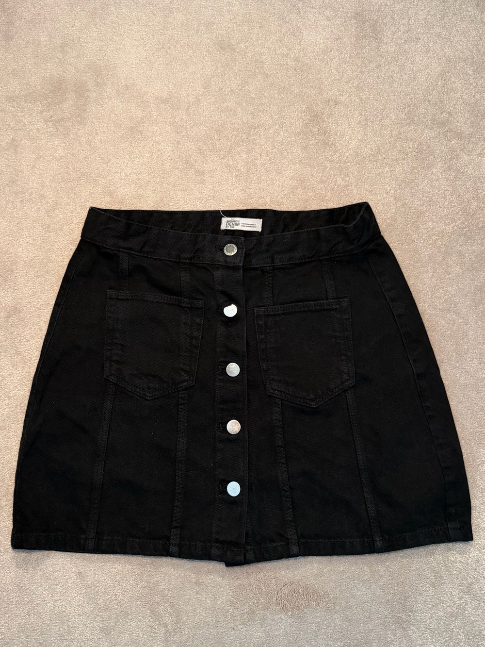 Zara Black Button-Front Mini Skirt